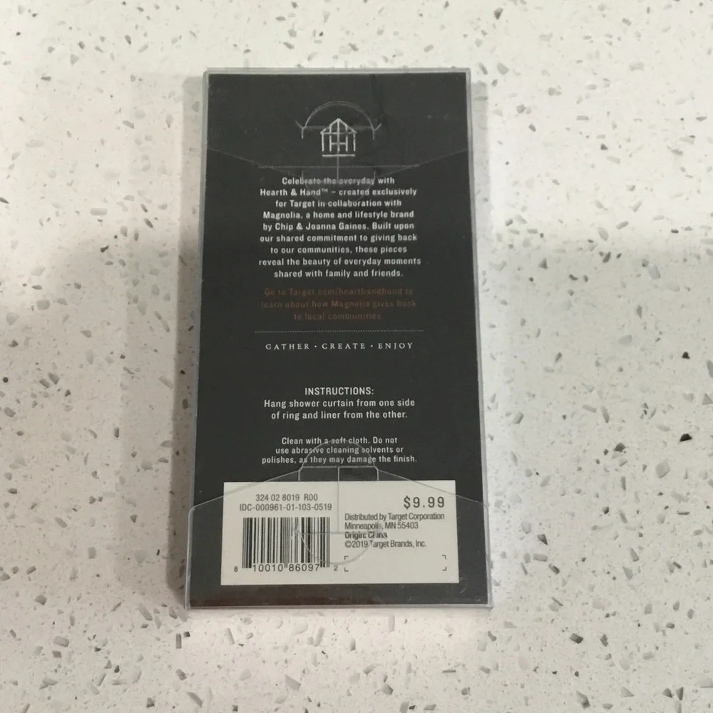 NIP Hearth & Hand Matte Black Shower Ring Set